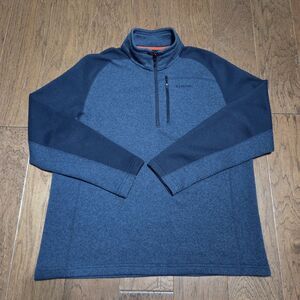 Simms Men's Blue 1/4 Zip Rivershed Sweater Size 2XL XXL Dark Moon UPF 50